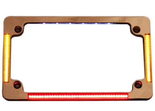 Chrome LED All In One Flat License Plate Frames